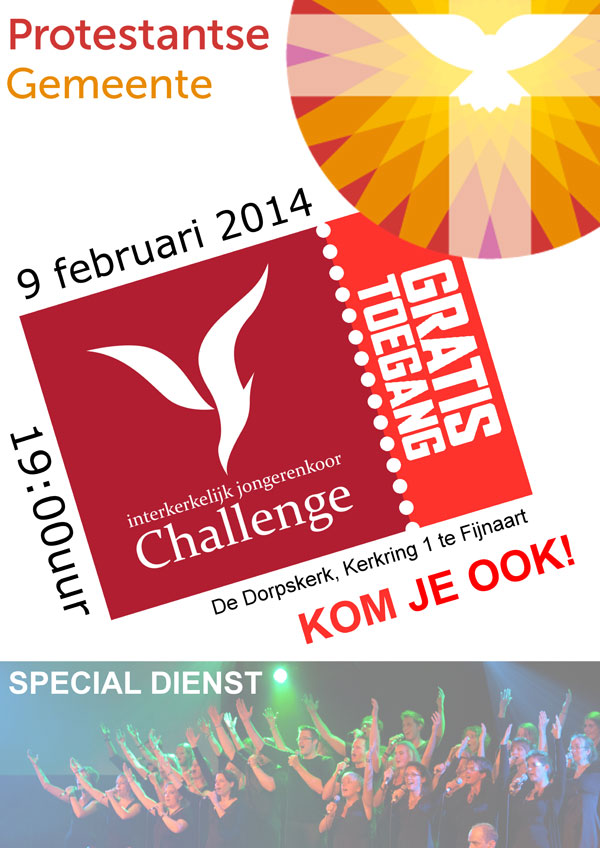 Specialdienst, interkerkelijk koor Challenge, Dorpskerk Fijnaart, 9 februari 2014